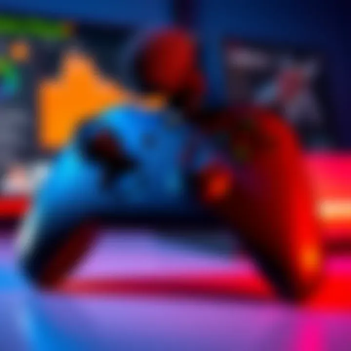 An Xbox controller featuring a built-in microphone, highlighting player requests for new features, with a modern interface in the background