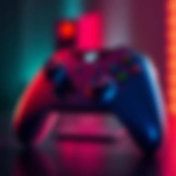 An Xbox controller showing the right stick registering upward input while untouched