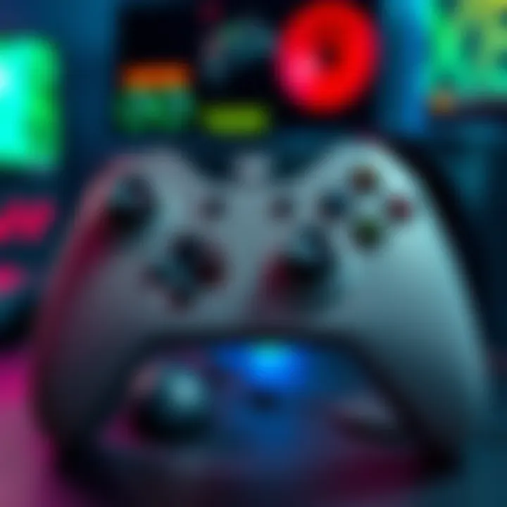 A worn Xbox controller showing stick drift and broken buttons with a gaming setup in the background.