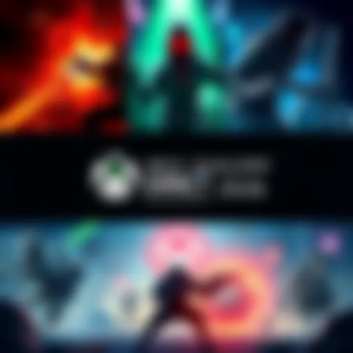 A collage of new game teasers from Xbox Developer Direct 2026 including artwork from Double Fine Studios' surprise project.