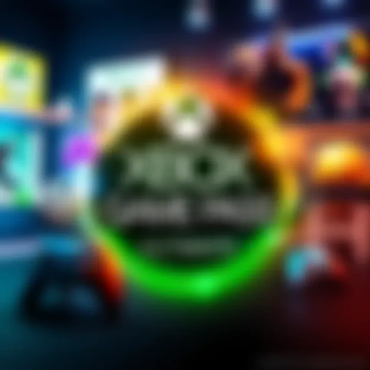 A promotional graphic featuring a vibrant Xbox logo and a 1-month subscription code for first-time subscribers, with gaming elements in the background.