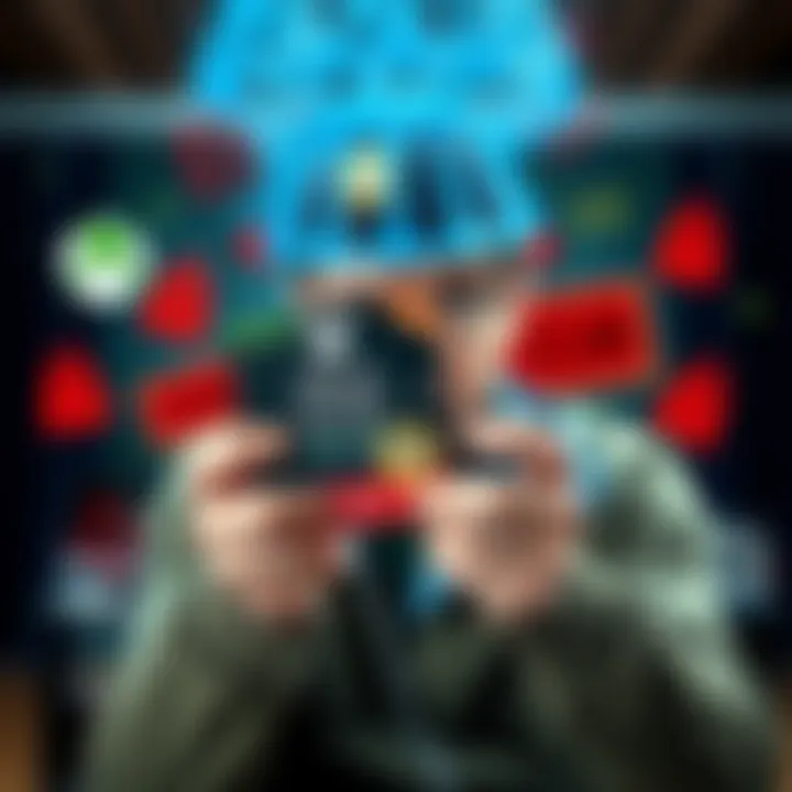 A frustrated gamer holding a broken Xbox Game Pass code with a worried expression, surrounded by symbols of online scams