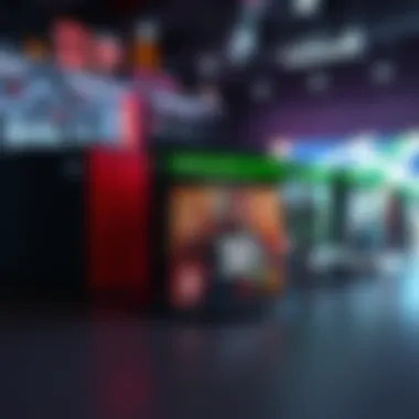 A vibrant display of upcoming Xbox games including Grand Theft Auto VI and Halo Campaign Evolved with gaming consoles in the background.
