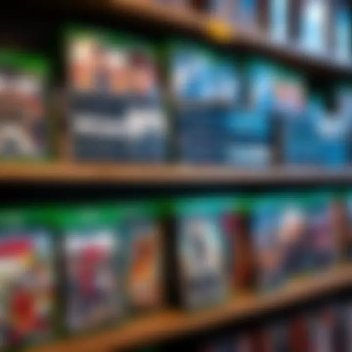 Xbox games on a shelf A collection of Xbox game cases displayed on a shelf, some cases missing to indicate delisted games