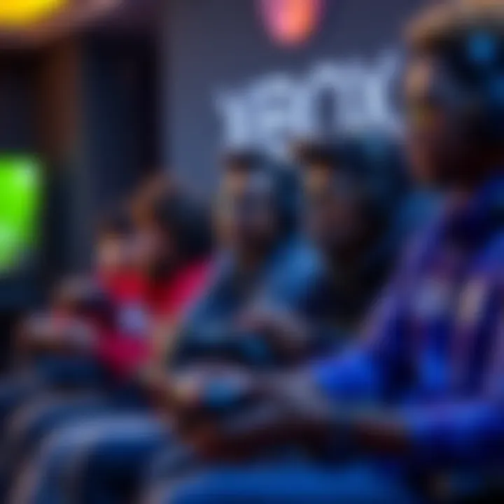 A group of diverse gamers using adaptive controllers while playing Xbox games, reflecting the impact of layoffs on gaming inclusivity.