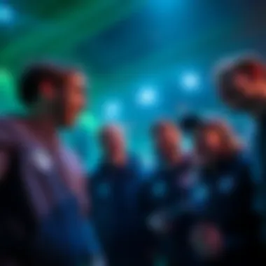 A group of gamers excitedly discussing their new Xbox Insider Badges, showcasing their rewards and experiences from Alpha Skip Ahead.