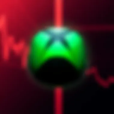 Xbox logo with a background depicting a downward trend, symbolizing layoffs and company restructuring
