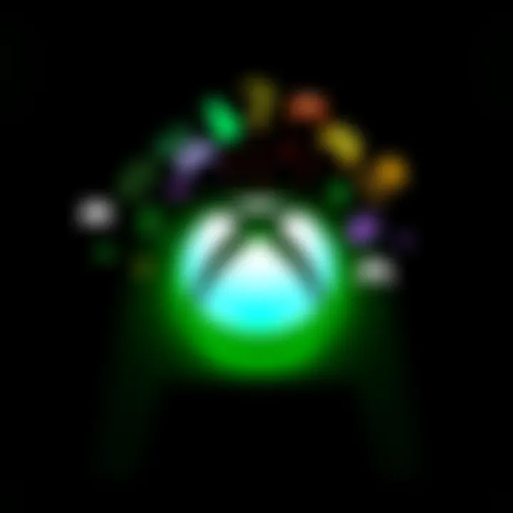 Graphic showing Xbox logo with symbols of leadership changes and gaming icons