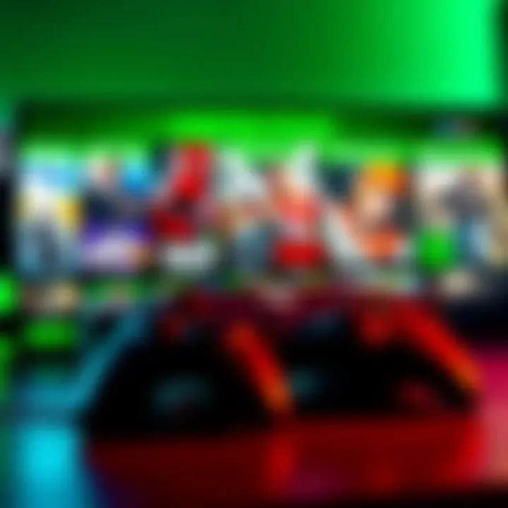 Xbox One and Xbox 360 Games An Xbox One console displaying Xbox 360 game titles, with a controller nearby, suggesting compatibility and gameplay.