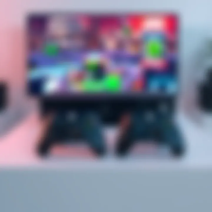 An Xbox One Fat console with two controllers, set up for gaming on a TV stand