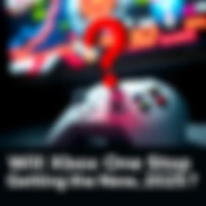 A close-up of an Xbox One console with a question mark above it, representing uncertainty about its future in gaming by 2025.