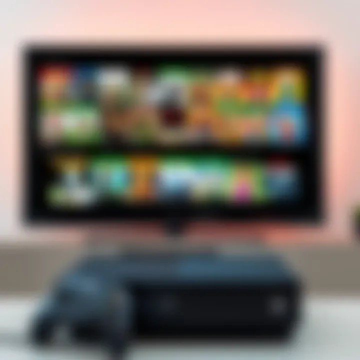 Xbox One Game Library A collection of classic Xbox One games displayed on a television screen with a gaming console and controllers in the background.