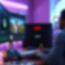 A developer using Xbox tools on a computer to create a video game