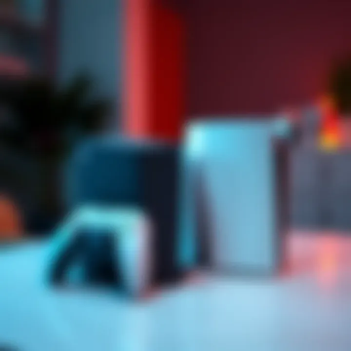 Comparison of Xbox Series X and PS5 console designs on a table