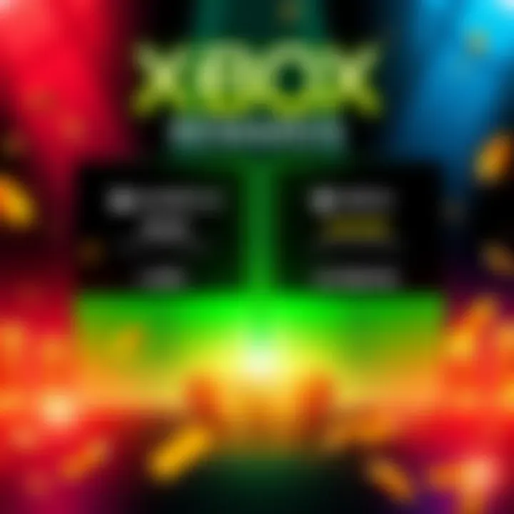Illustration showing the Xbox Game Pass options for Core and Ultimate plans with rewards points comparison