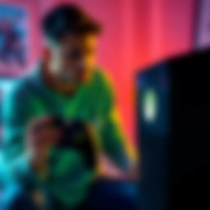 A gamer frustrated with an Xbox Series S not starting up properly, holding the controller in hand while looking at the console.