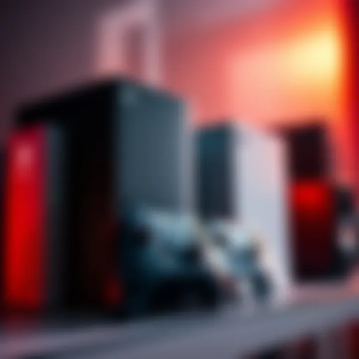 A comparison of the Xbox Series S and Series X consoles on a shelf, showcasing their different designs.