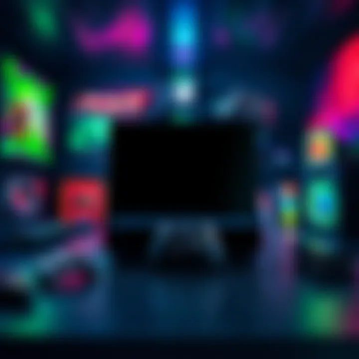 A sleek Xbox Series X 1TB Carbon Black console displayed with vibrant gaming accessories and dynamic lighting effects