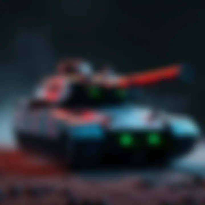 An Xbox console designed to look like a military tank, featuring camouflage paint and tank-inspired details.