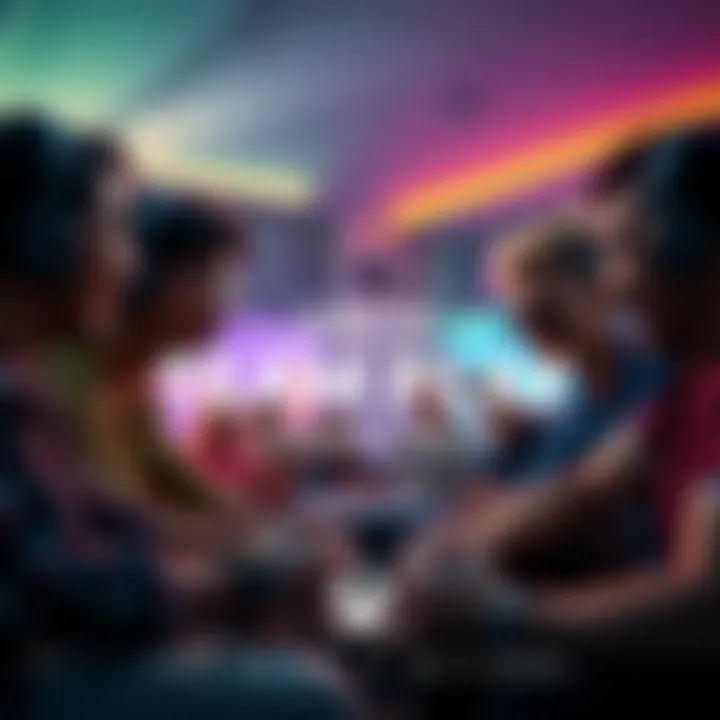 A group of enthusiastic Xbox players strategizing for a team game session, ready for action.