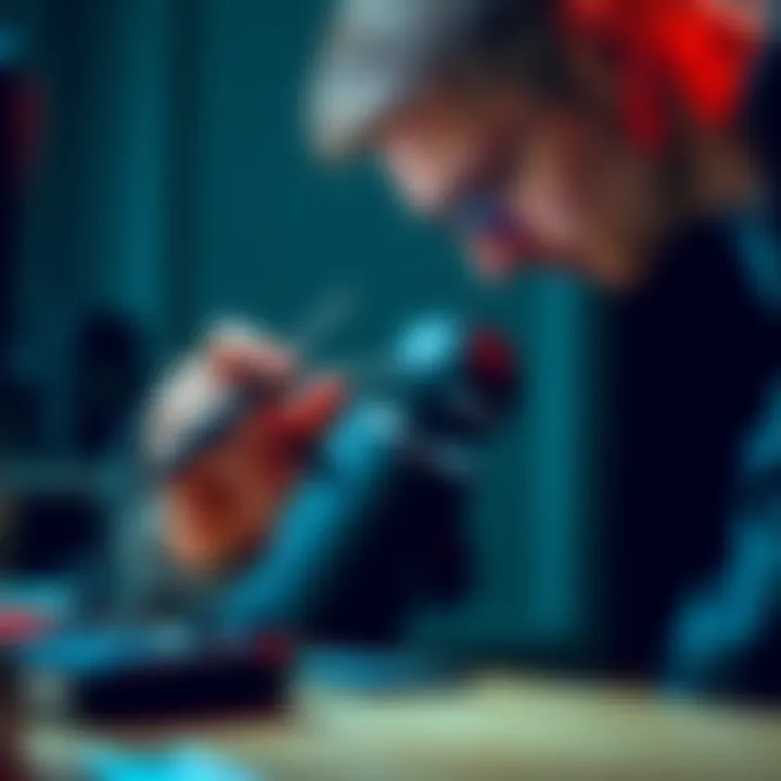 Xbox Troubleshooting A person examining a malfunctioning Xbox console with tools