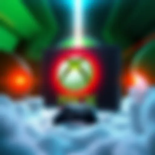 Illustration showing Xbox logo with Arm-based PC elements and game save sync features