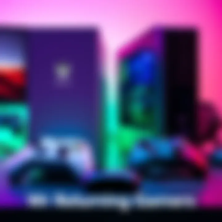 Xbox console and budget PC gaming setup A side-by-side comparison of an Xbox console and a budget PC gaming setup, showcasing controllers and gaming peripherals.