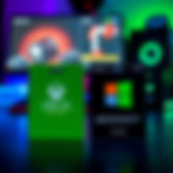 Two gift cards side by side, one for Xbox and one for Microsoft, with a gaming setup in the background