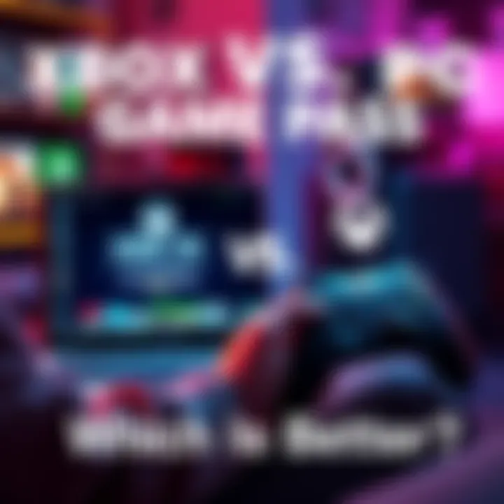 A gamer comparing the features of Xbox and PC Game Pass services with a laptop and Xbox controller in hand.