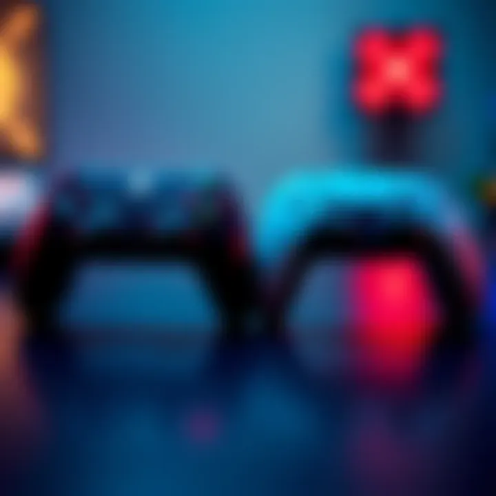 Two gaming controllers, one Xbox and one PS5, placed side by side on a table, showcasing their design and features for PC gaming.