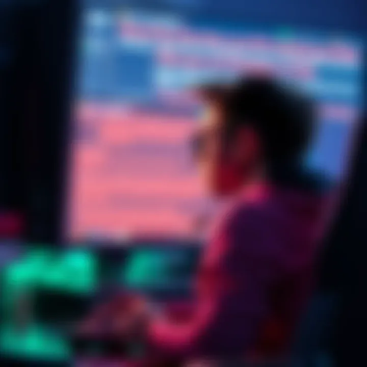 A frustrated gamer sitting in front of a computer screen showing lag and error messages related to Xcloud gaming service.