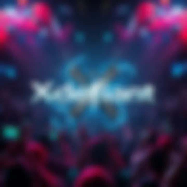 The logo of Xdefiant surrounded by gaming elements like controllers and a crowd of fans showing interest in the game