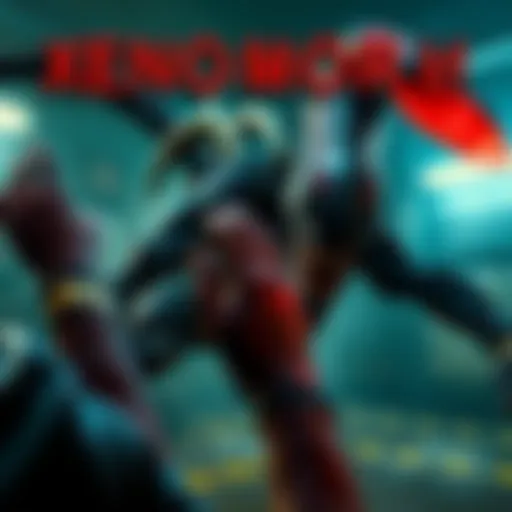 A dynamic scene showing the Xenomorph character attacking in a gameplay setting, highlighting its fierce features and unique mechanics