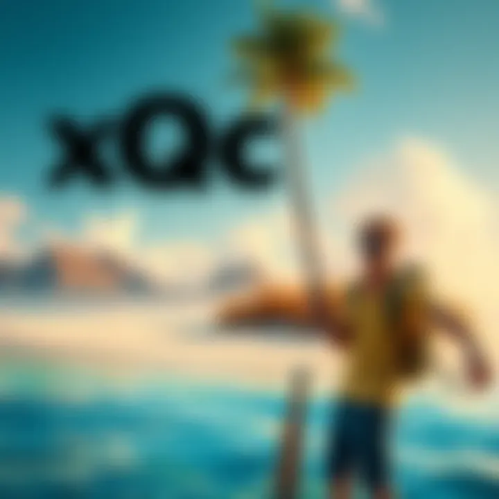 xQc providing commentary while JasonTheWeen explores a deserted island with tropical scenery in the background