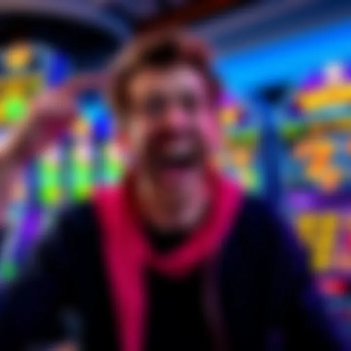 Félix 'xQc' Lengyel celebrating a nearly $1 million win on an online slot game, with a joyful expression and colorful game graphics in the background.