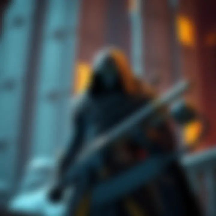 Xûr, the Agent of the Nine, showcasing Exotic weapons and armor at the Tower