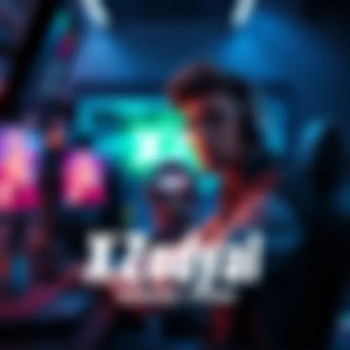 A gamer looking for new team members with a gaming setup in the background