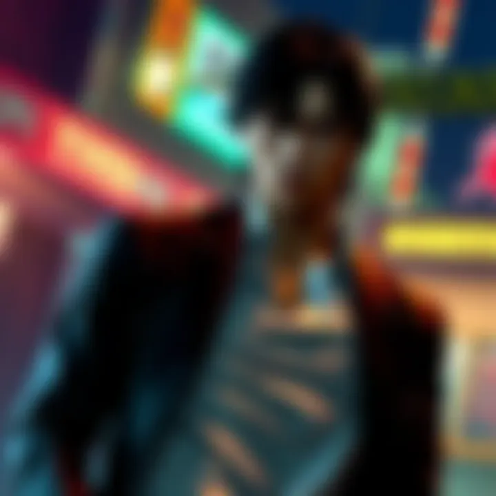 Yakuza 3 Kiwami Character Mine Character Mine stands confidently, showing determination. Background hints at a dramatic setting from Yakuza 3 Kiwami.