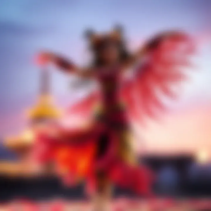 Yarn Figure of FFXIV Au Ra Dancer A vibrant yarn figure representing an FFXIV Au Ra dancer, showcasing colorful yarns and intricate details of the character's costume.