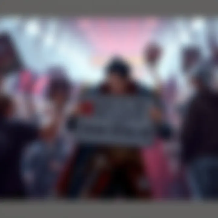 Dota 2 player Yatoro holds a sign asking Valve for an extra Tyrian Regalia, surrounded by fans showing support.