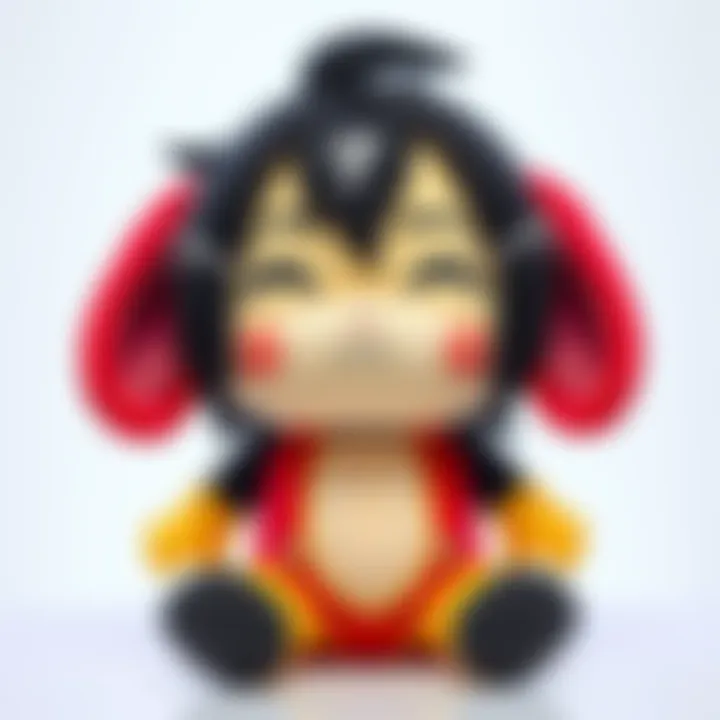 A soft plushie resembling the character Yi from the game, featuring bright colors and detailed stitching.