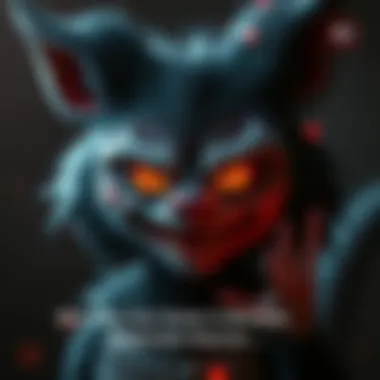 A Yoki character with a dark, mysterious expression, appearing to whisper something eerie. Its features are captivating and unsettling, drawing the viewer in with a sense of intrigue.