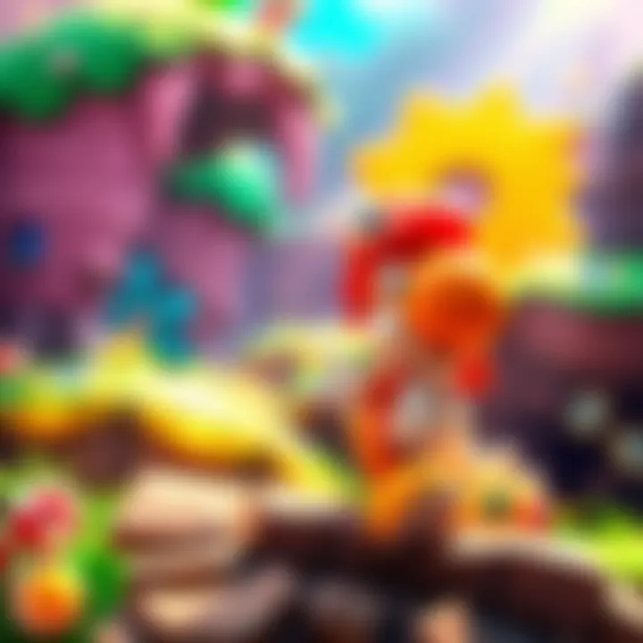 Yoshi in a Colorful World Yoshi exploring a bright and colorful world in the game Yoshi and the Mysterious Book