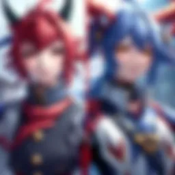 Two different character designs from Yotei, one showing the original design and the other the new redesign, highlighting the differences in appearance.