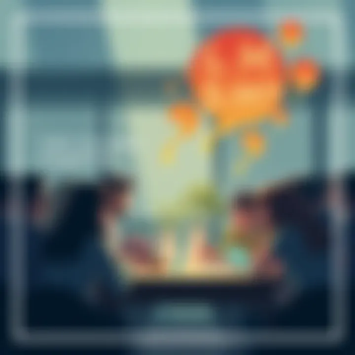 A group of people discussing ideas in a community setting, surrounded by images of growth and collaboration, symbolizing hope for Yōtei's future.