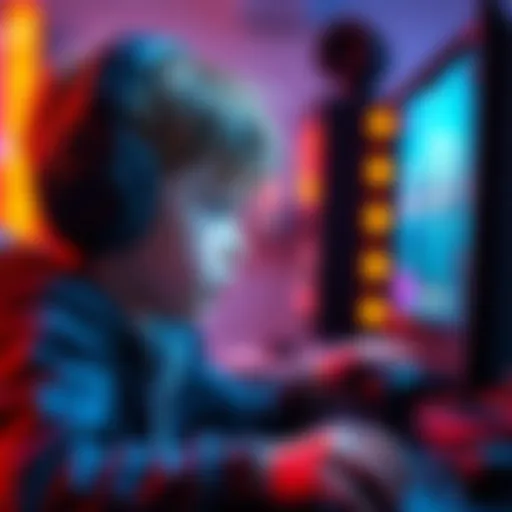 A young player concentrating on a gaming screen, showing intense focus as they navigate gameplay challenges.