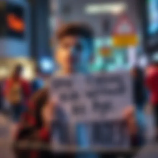 A 21-year-old person speaking out against labeling others as kids without knowing their age, holding a sign that reads 'Respect All Ages'.