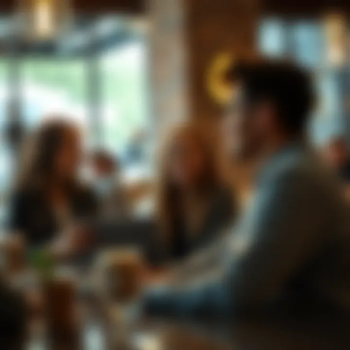 A group of young adults discussing their goals and responsibilities in a coffee shop setting.