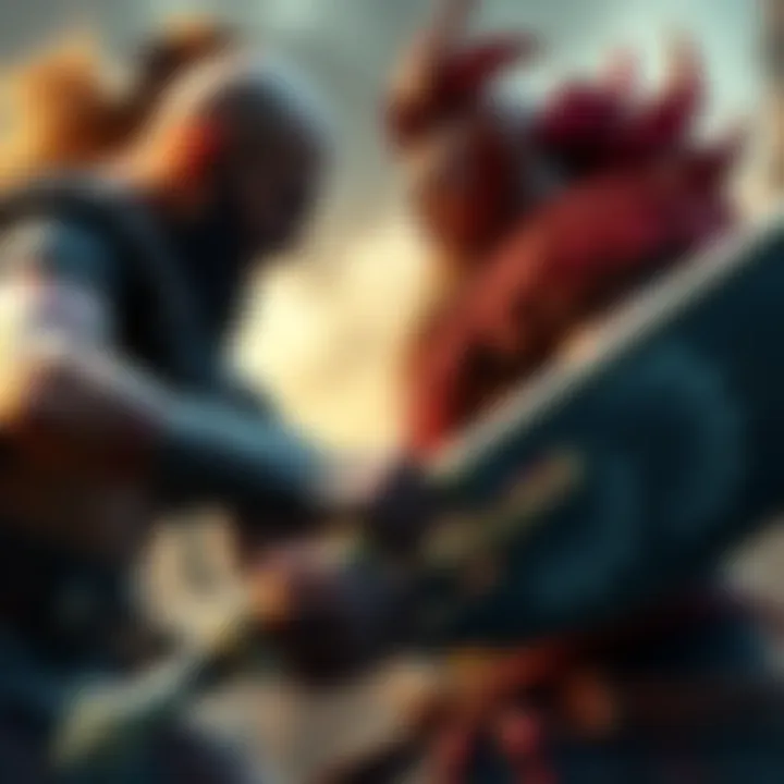 Young Kratos battles Baldur in an intense fight, showcasing their powerful abilities and determination.