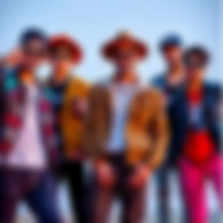 A group of young men showing off trendy clothing and casual poses, reflecting modern bro culture.